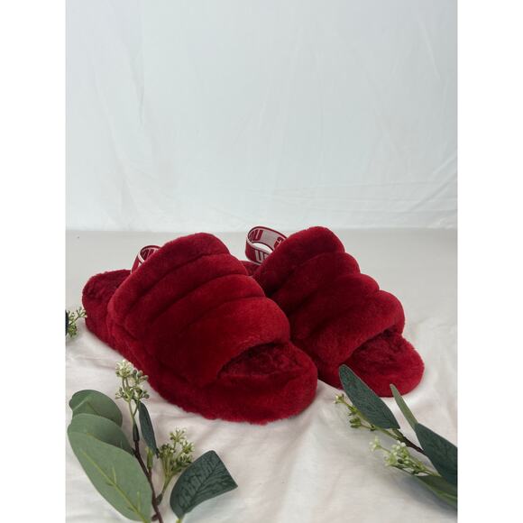 UGG Women’s Fluff Yeah Slide Slippers – Red Wine – Size 8 - Picture 2 of 2